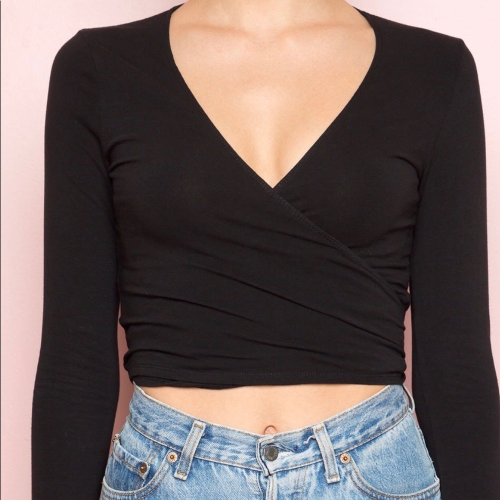 Brandy Melville black wrap top